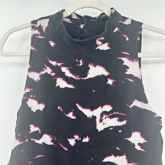 Proenza Schouler Watercolor Abstract Printed Luxury Silk Mini Dress Size 0 Black - Picture 2 of 11